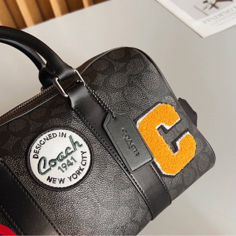 Black Monogram Patch Boston Handbag - Picture 6 of 9